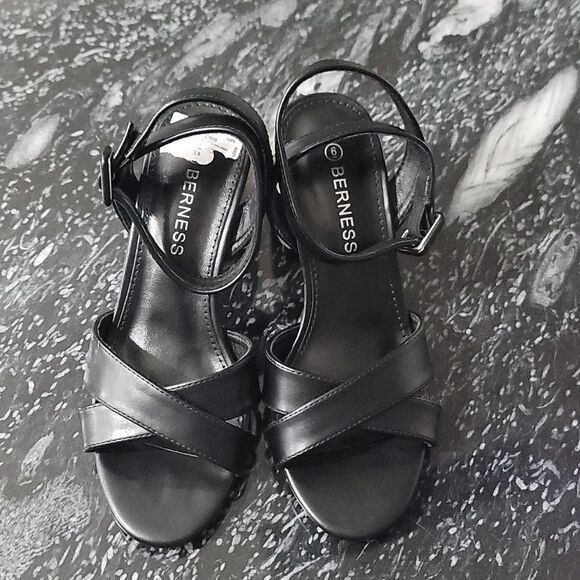 BRAND NEW BERNESS EBBA CRISS-CROSS  BLOCK HEEL OPEN TOE  SANDAL G1 - Picture 8 of 15